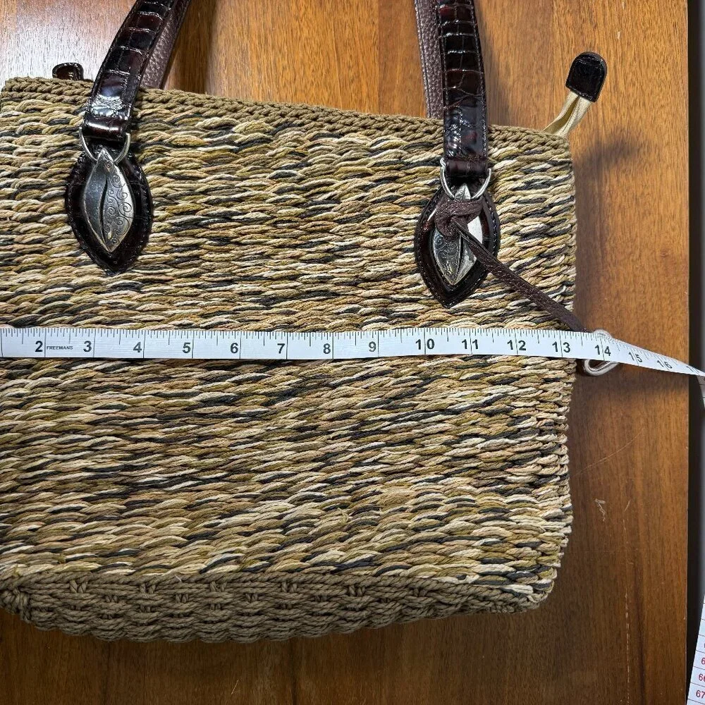 Brighton Summer Market Straw Purse Tan with Dark Brown Handles